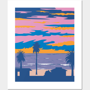 Moonlight State Beach in Encinitas California WPA Poster Art Posters and Art